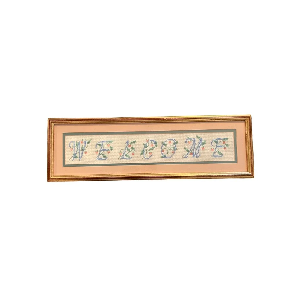 Vintage Embroidered Wall Art‎ Gold Framed 19